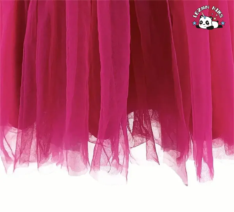 LEZONKIDS - Customizable Spring Sleeveless Mesh Children's Dress Solid Bow Knot Dress Girl Princess Dress